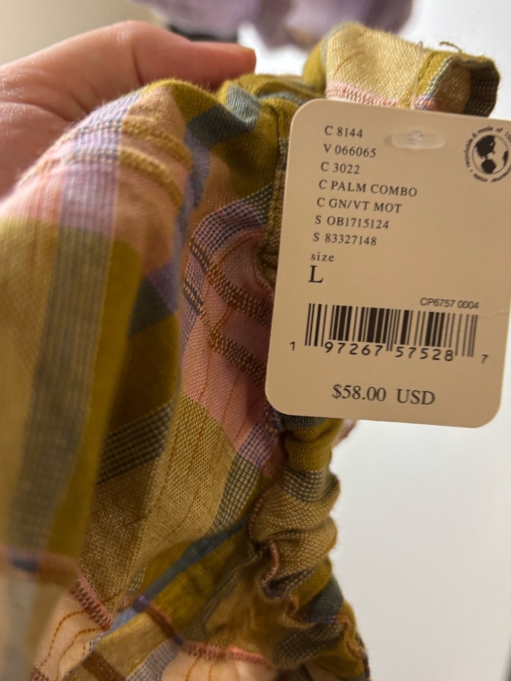 Free People Endless Summer Whitely Tube Blouse Plaid NWT large - Picture 10 of 11